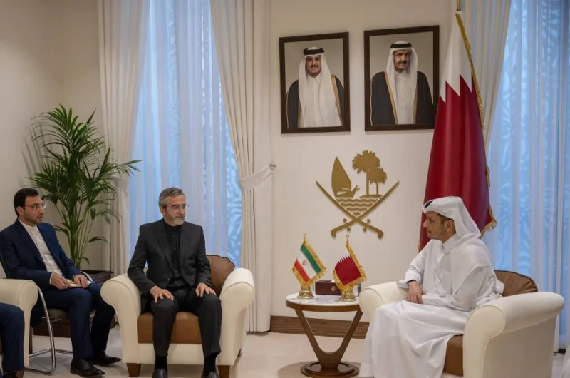 HE the Prime Minister and Minister of Foreign Affairs Sheikh Mohammed bin Abdulrahman bin Jassim al-Thani meets with Acting Foreign Minister of Iran Ali Bagheri Kani.