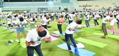 The main element of the event was the performance of Common Yoga Protocol by all participants. PICTURES: Shaji Kayamkulam