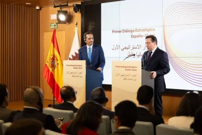 HE the Prime Minister and Minister of Foreign Affairs, Sheikh Mohamed bin Abdulrahman bin Jassim al-Thani a joint press conference with Spanish Minister of Foreign Affairs, European Union, and Co-operation Jose Manuel Albares.