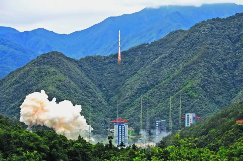 A Long March 2-C rocket carrying a satellite jointly developed by China and France dubbed the Space Variable Objects Monitor, lifts off from a space base in Xichang, in China’s southwestern Sichuan province on Saturday. (AFP)
