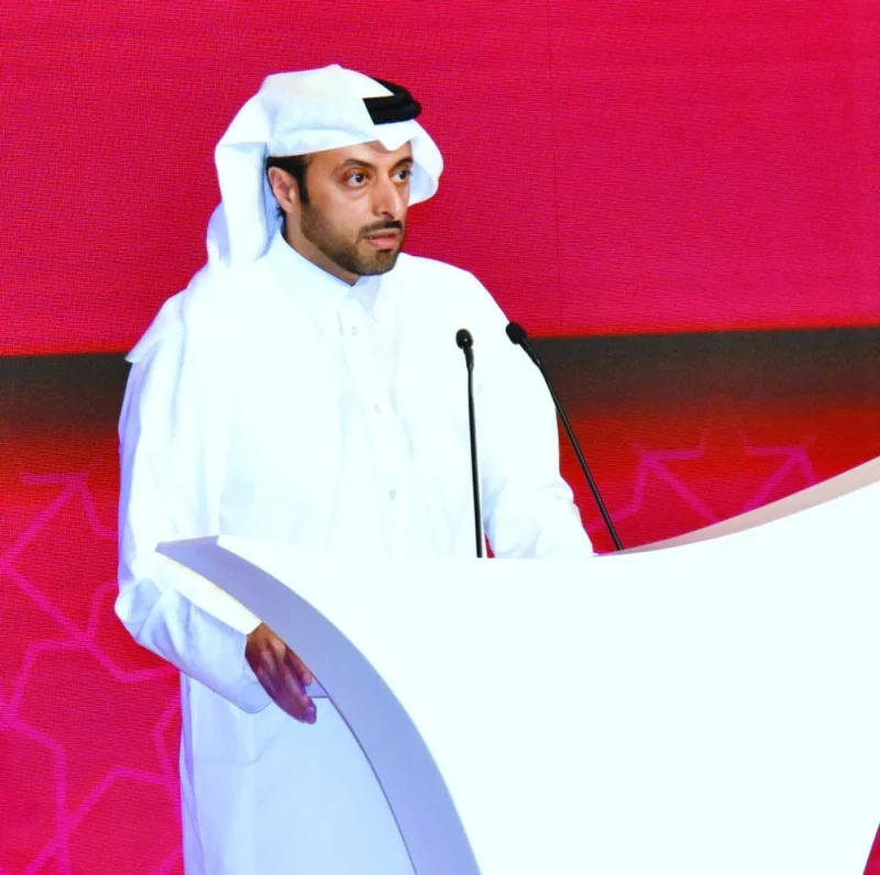 HE the Minister of Municipality Abdullah bin Hamad bin Abdullah al-Attiyah delivering a speech at the event. PICTURE: Thajudheen.