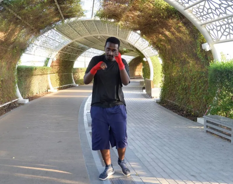 Long-time Sudanese expatriate Mohamed Nasereldin spends his weekend at Umm Al-Seneem Park this summer to jog and exercise. PICTURES: Shaji Kayamkulam