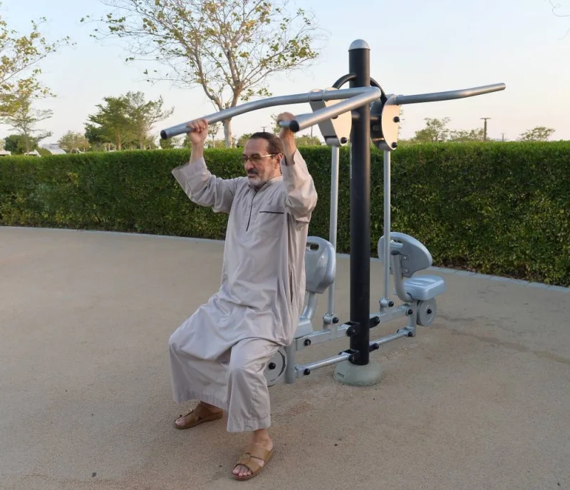 Egyptian expatriate Yasim was seen using a number of fitness equipment at the park.