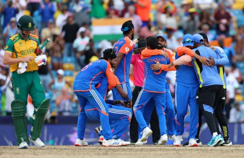 India players celebrate after winning the T20 World Cup. REUTERS