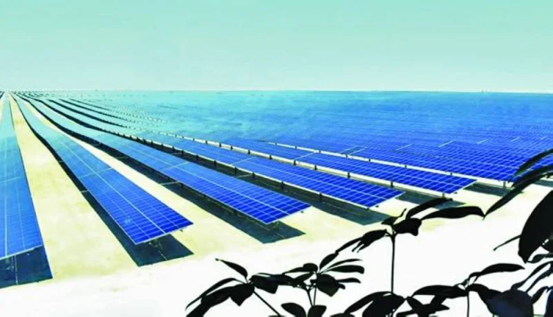 A general view of the 800MW-peak solar plant in Al Kharsaah.
