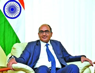 Indian ambassador Vipul during the interview with Gulf Times. PICTURE: Thajudheen