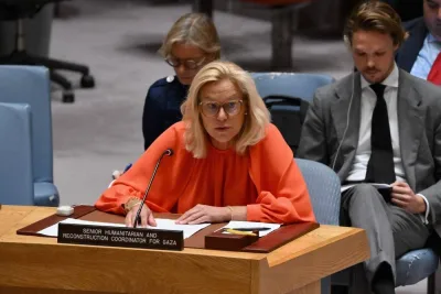 Sigrid Kaag briefs the UN Security Council at UN Headquarters in New York, Tuesday.