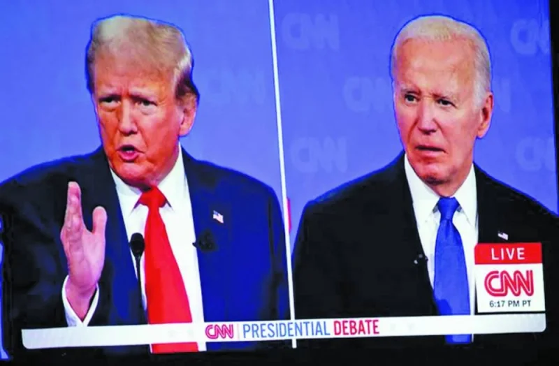 Former president Donald Trump (left) and incumbent president Joe Biden sparring at the first presidential debate last week. (Reuters)