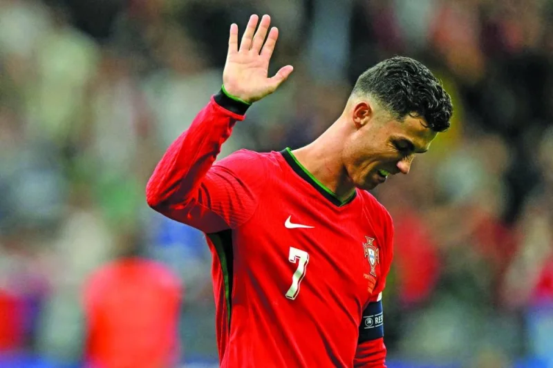 Portugal’s Cristiano Ronaldo reacts after winning the UEFA Euro 2024 round of 16 match against Slovenia in Frankfurt. (AFP)