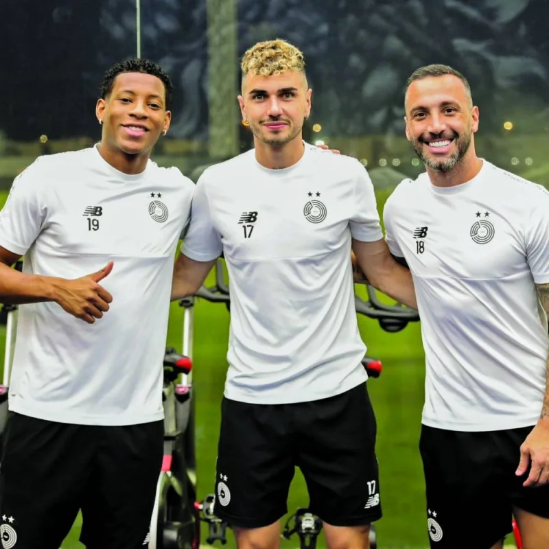 
Al Sadd’s Spanish forward Rafa Mujica (centre) is seen with teammates during a training session at the club training facility. Mujica signed a four-year deal with Al Sadd, the Qatar Stars League champions, at the end of May. Al Sadd has launched its preparation for the new season with the players gathering at the training facility. The training is currently being led by Sergio Allegri, who had worked as an assistant to Xavi during his coaching stint at Al Sadd. Allegri is set to be announced as a new member of the technical staff. 