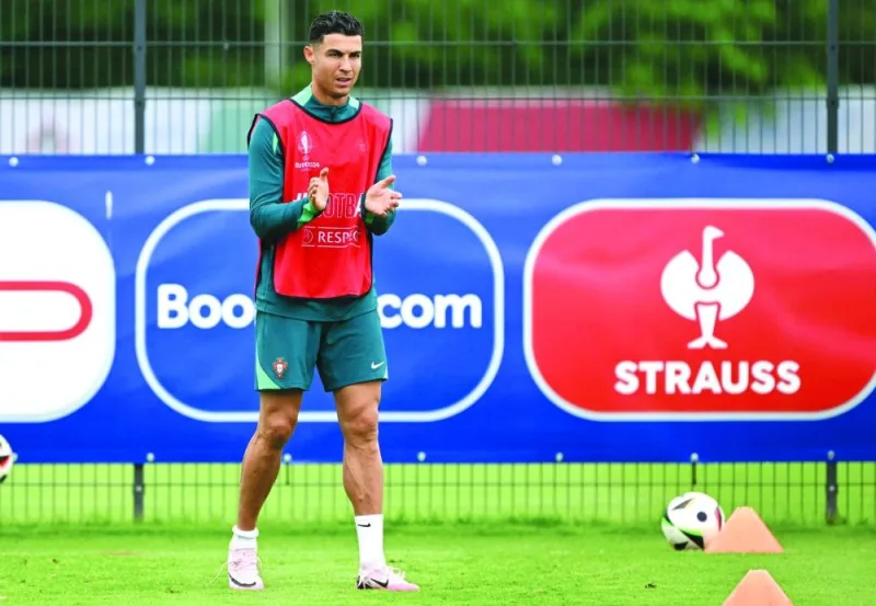 Portugal’s forward Cristiano Ronaldo during a training session in Harsewinkel on Thursday. (AFP)
