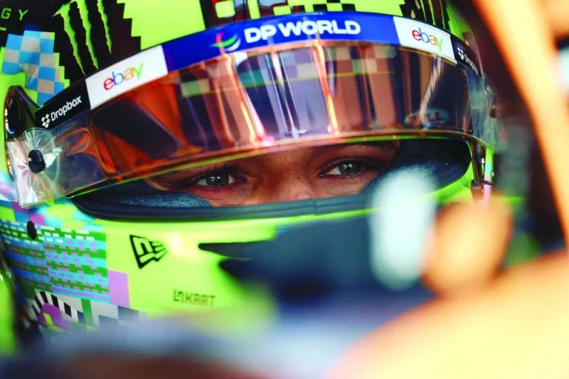 McLaren&#039;s British driver Lando Norris gets ready to take part in the second practice session ahead of the Formula One British Grand Prix at the Silverstone motor racing circuit in Silverstone, central England, on July 5, 2024. (AFP)