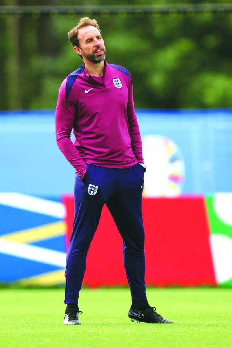 England&#039;s head coach Gareth Southgate attends a training session in Blankenhain on Friday. (AFP)