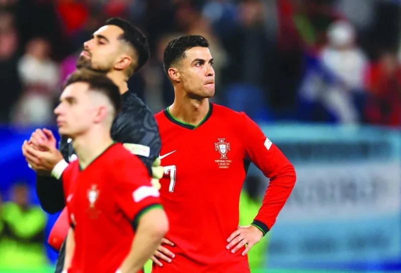 Portugal’s Cristiano Ronaldo looks dejected after the loss against France on Friday. (Reuters)