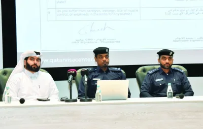 Maj Nasser Ali al-Khalaf (centre) flanked by other officials at the event Wednesday. PICTURE: Thajudheen