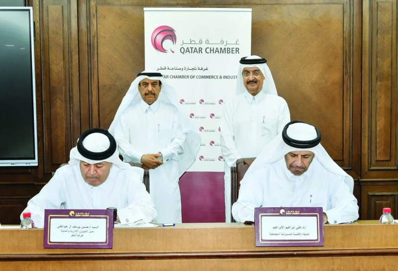 The signing ceremony, held at the chamber’s Doha headquarters, was attended by Ali Saeed Bu Sherbak al-Mansouri, acting general manager of Qatar Chamber, and Dr Mohamed Saif al-Kuwari, the international ambassador for social responsibility.