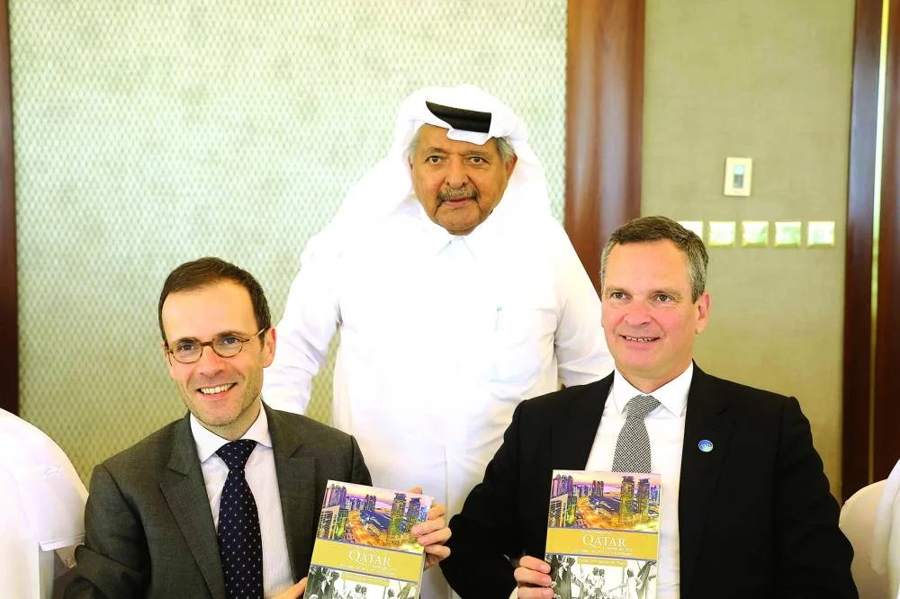 QBA chairman Sheikh Faisal bin Qassim al-Thani joins Arnaud Piéton, chairman of the France-Qatar Business Council at MEDEF International, and French ambassador Arnaud Pescheux during the luncheon meeting hosted by the Qatari Businessmen Association.