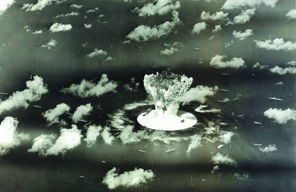 A mushroom cloud rises during Operation Crossroads nuclear weapons test on Bikini Atoll, Marshall Islands in this 1946 handout provided by the US Library of Congress.  