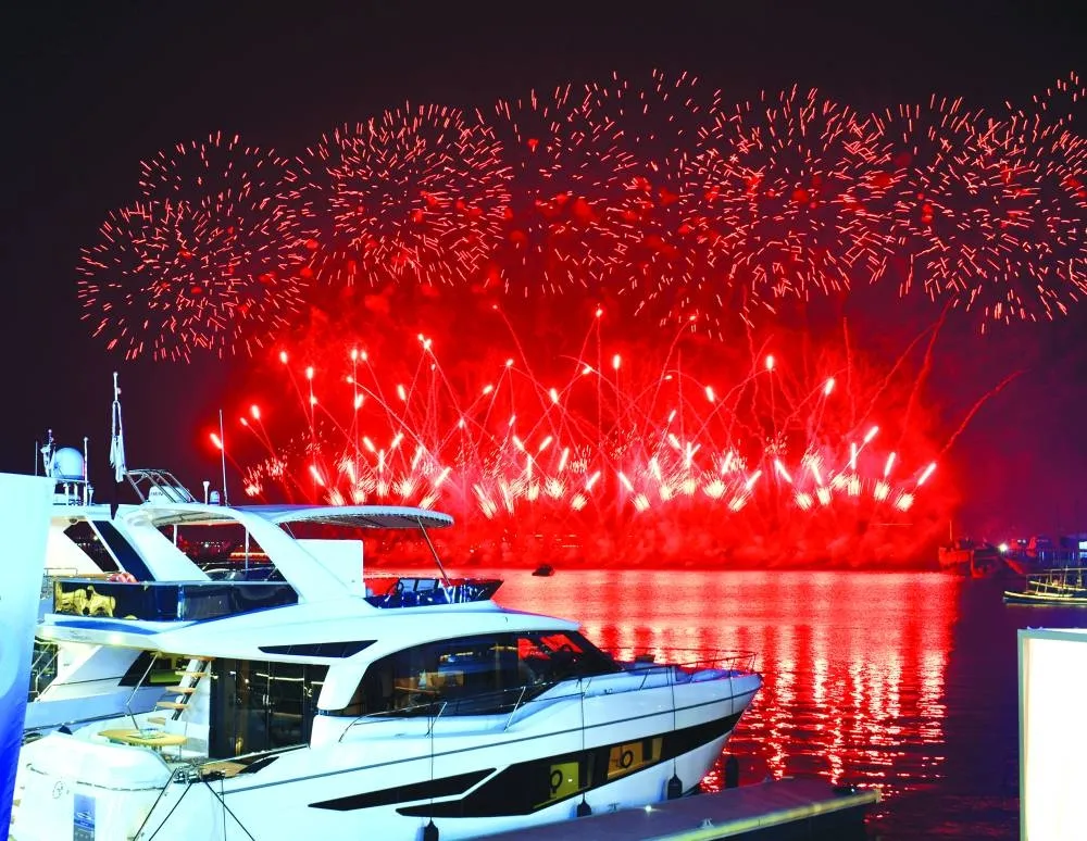 Fireworks light up Old Doha Port yesterday, on day one of the Qatar Boat Show 2025. PICTURES: Thajudheen.