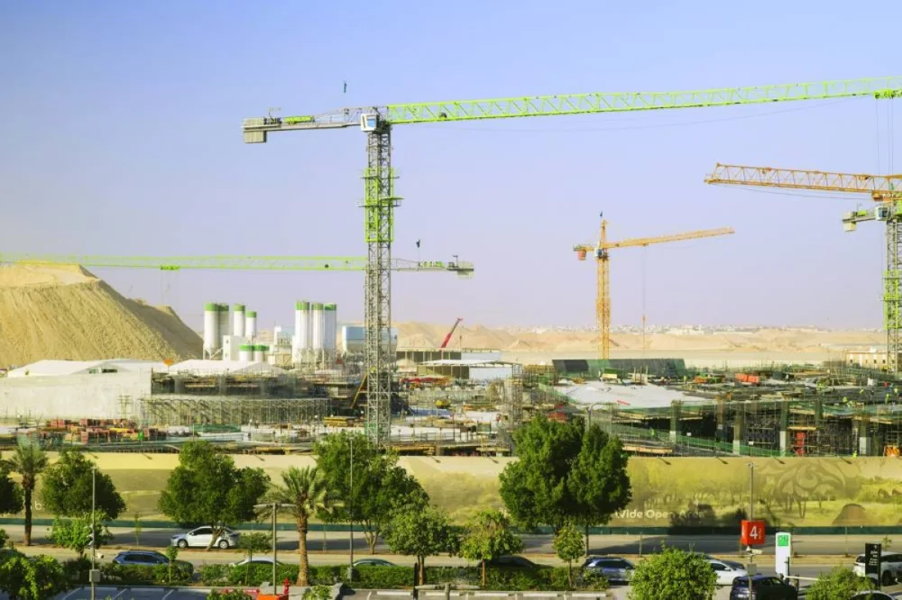 Construction cranes at the King Salman Park construction site in Riyadh. Bloomberg Economics estimates Saudi Arabia needs a price of almost $100 to balance its budget.