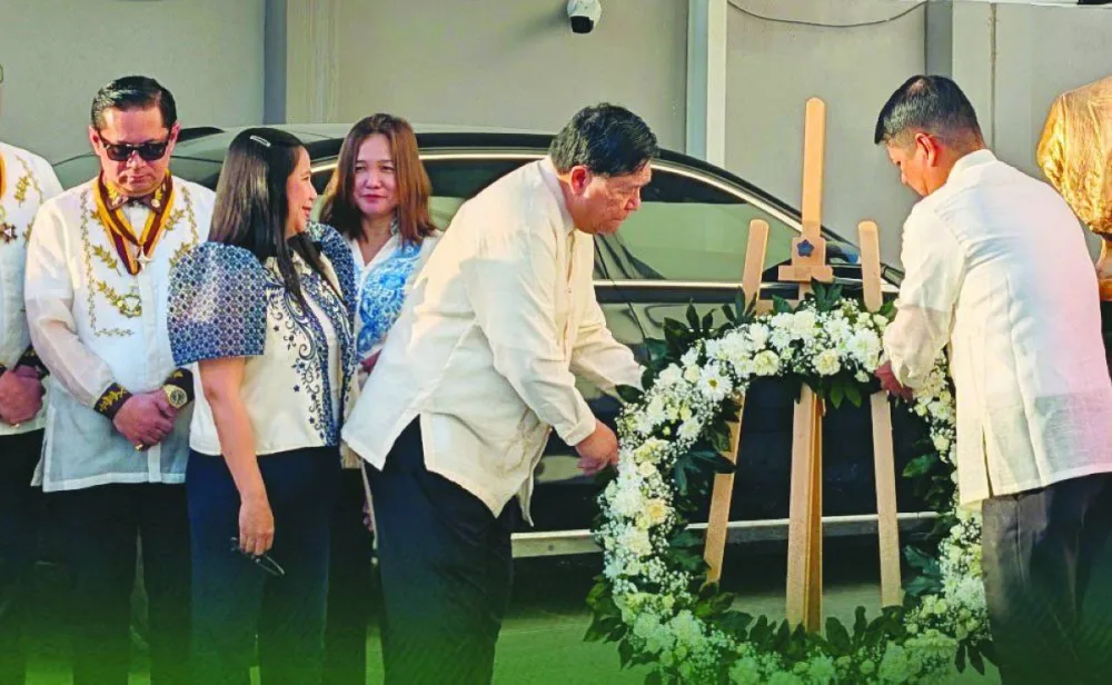 Philippine ambassador Mardomel Celo D Melicor leads the Rizal Day celebration in Doha on December 30.