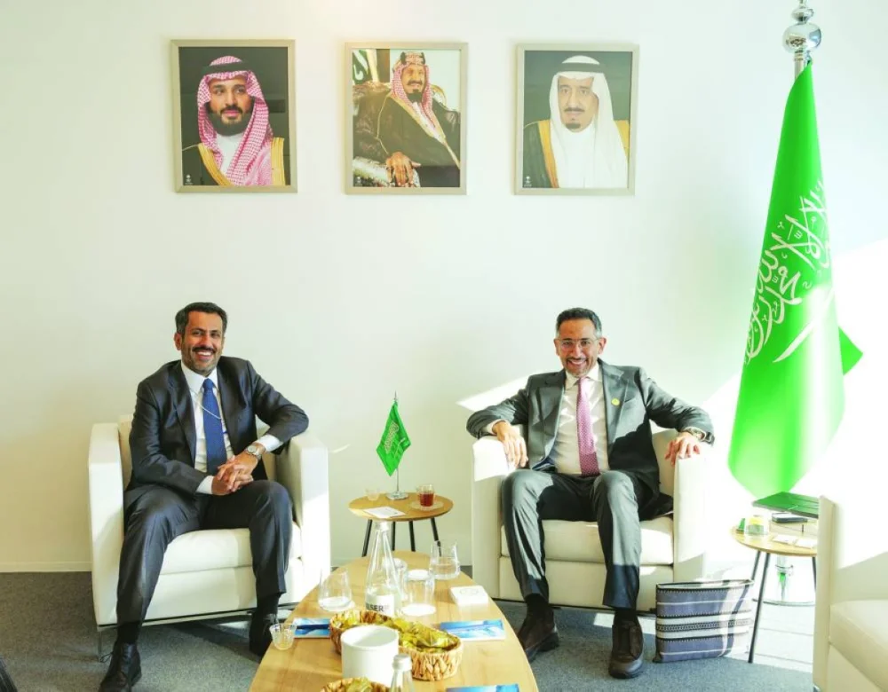His Excellency Sheikh Faisal bin Thani bin Faisal al-Thani, Minister of Commerce and Industry, with Bandar bin Ibrahim al-Khorayef, Saudi Arabia’s Minister of Industry and Mineral Resources.