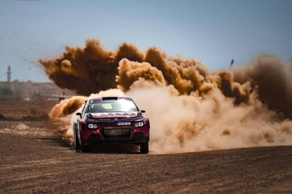 QMMF driver Mohammed al-Marri gets to grips with a Rally2 car in competition for the first time.