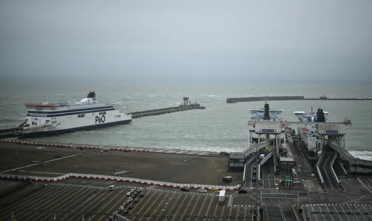 DOVER: Ferries dock at the empty parking in Dover port, south England. - AFP