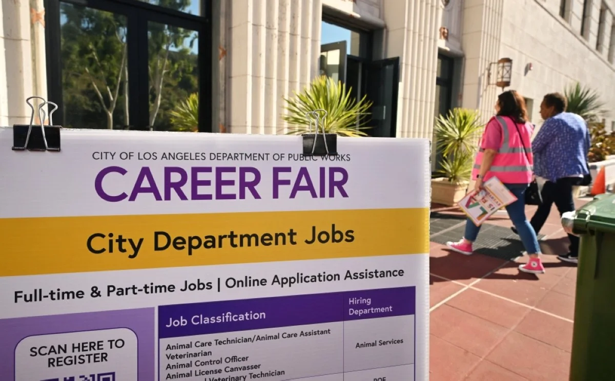 LOS ANGELES: People arrive at a career fair where job seekers can meet with prospective employers during a City of Los Angeles career fair offering to fill vacancies in more than 30 classifications of jobs on November 2, 2023 in Los Angeles, California. -- AFP