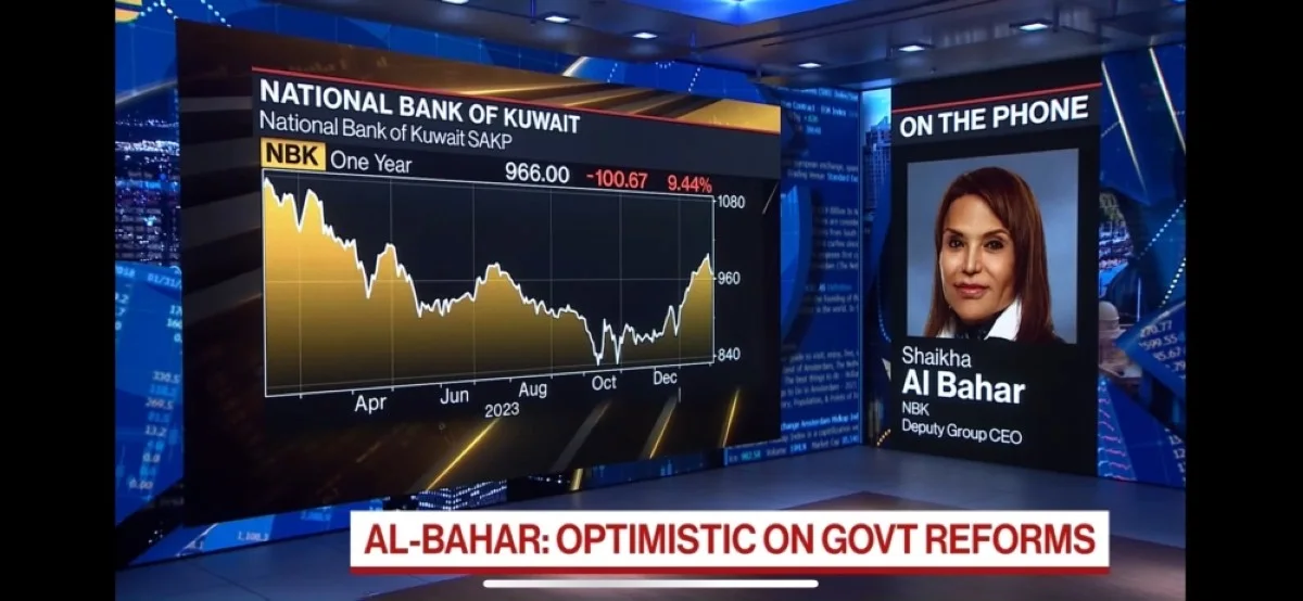 NBK Deputy Group CEO Shaikha Al-Bahar during an interview with Bloomberg. 