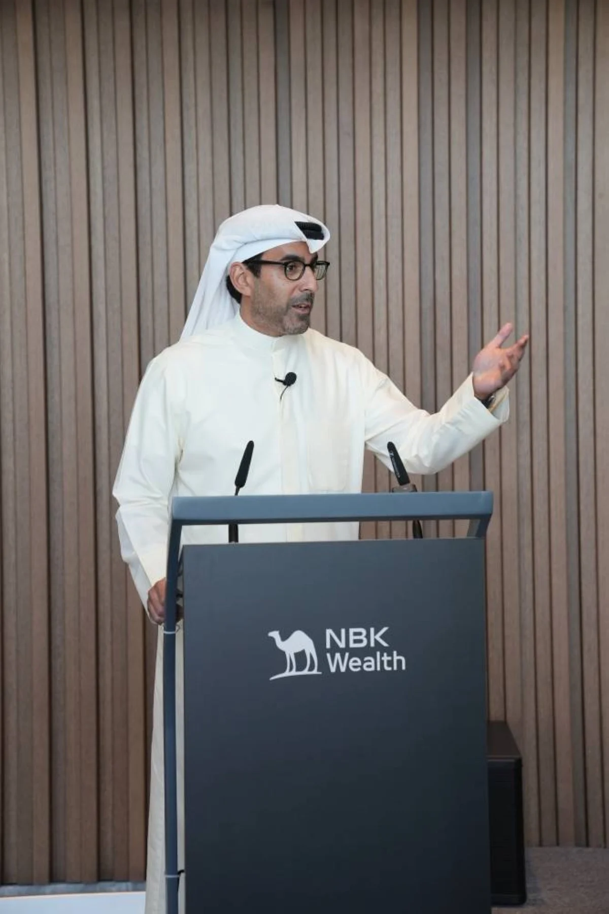 Faisal Al-Hamad delivers his speech during the ceremony.