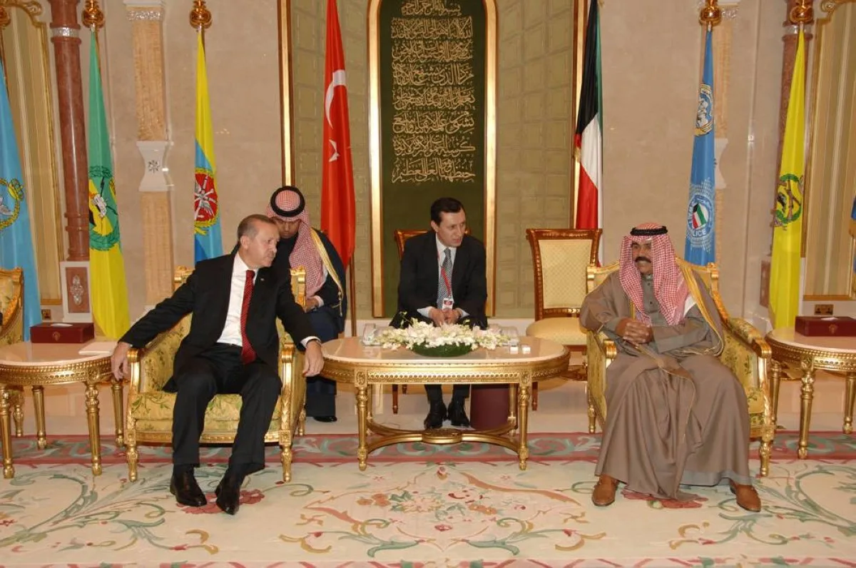 His Highness the late Amir Sheikh Nawaf Al-Ahmad Al-Jaber Al-Sabah with Turkish President Recep Tayyip Erdogan