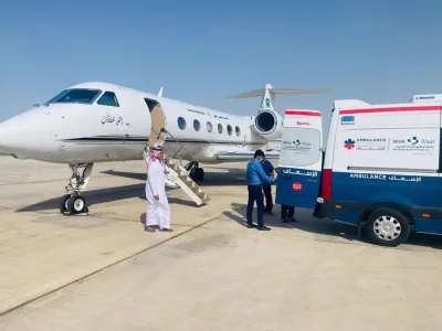 نقل طفلة سعودية عن طريق طائرة إخلاء طبي من أبو ظبي إلى المملكة لاستكمال علاجها
