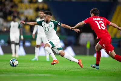 من مباراة المنتخب الوطني السعودي ضد نظيره الطاجيكي