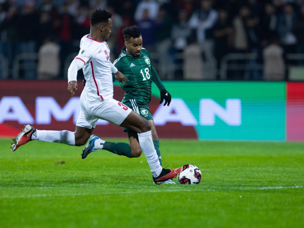 المنتخب السعودي خلال مباراة الأردن