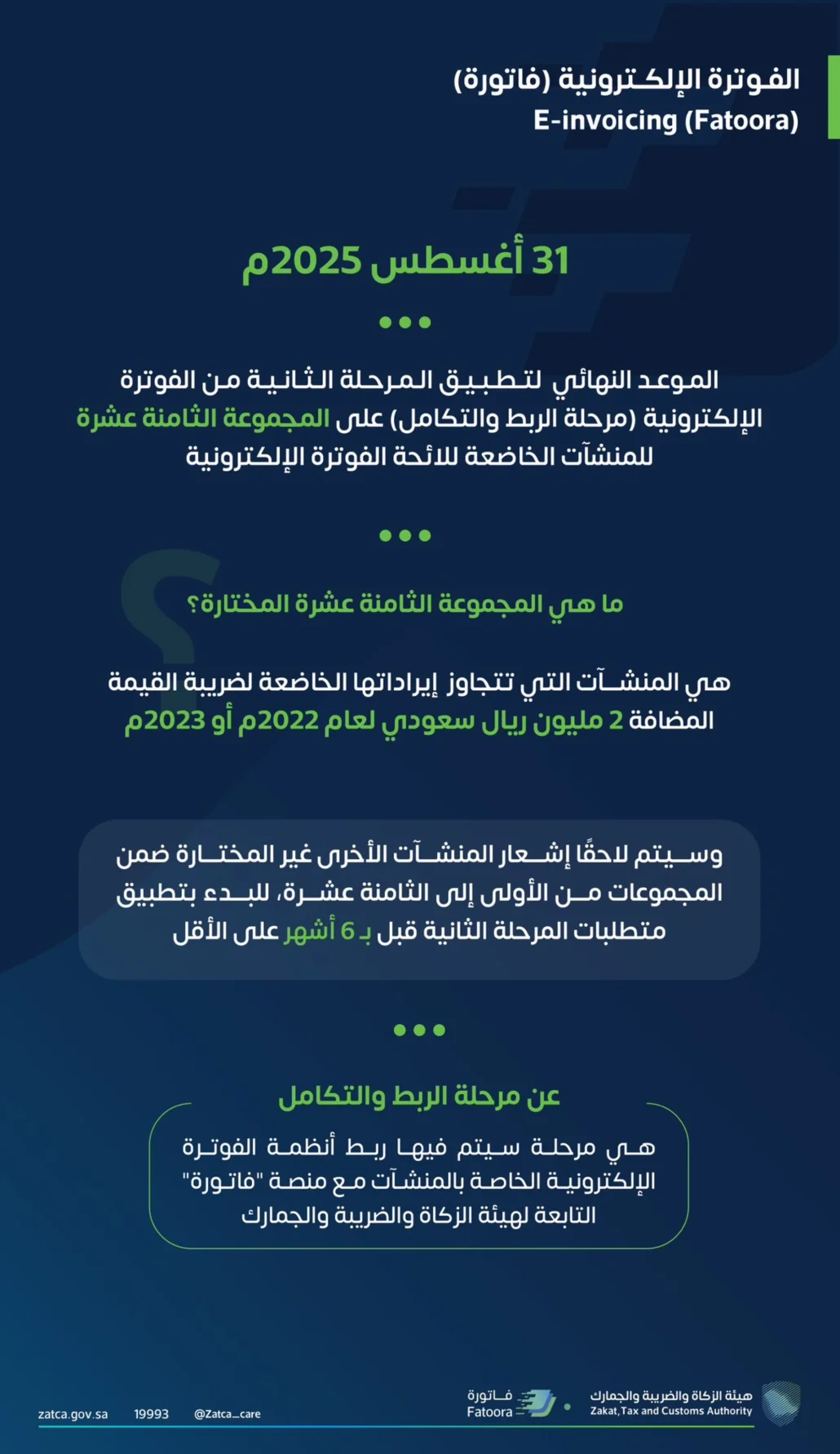 الزكاة والضريبة: الإلزام بالمرحلة الثانية سـيـتم بـشـكل تدريجي وعلى مجموعات
