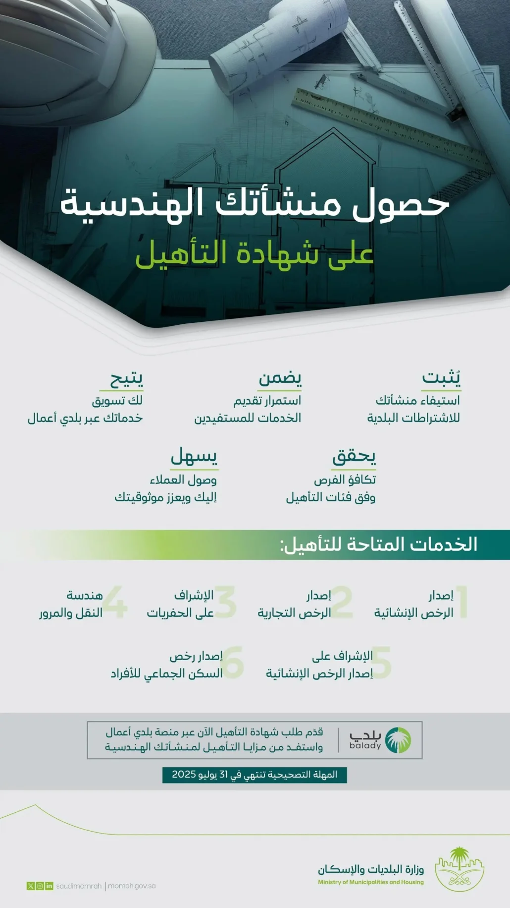 "البلديات" تطلق اشتراطات تأهيل مشغلي خدمات المدن