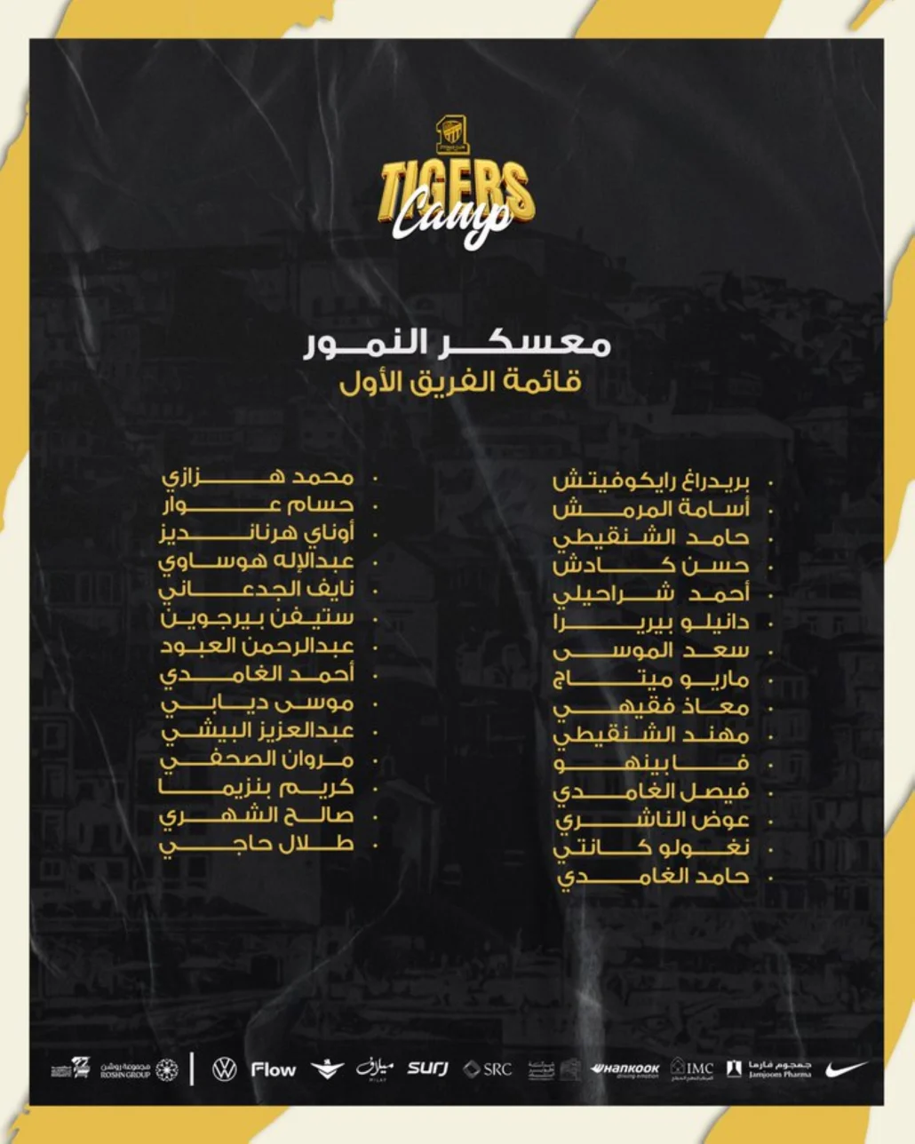 قائمة نادي الاتحاد في معسكر إسبانيا