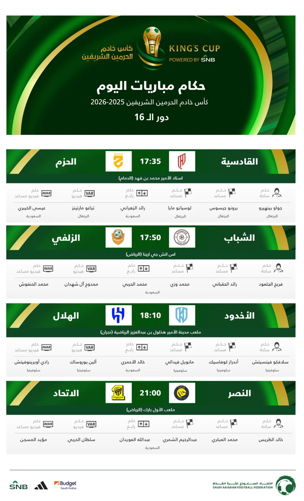 رسميًا.. خالد الطريس حكمًا لكلاسيكو الاتحاد والنصر