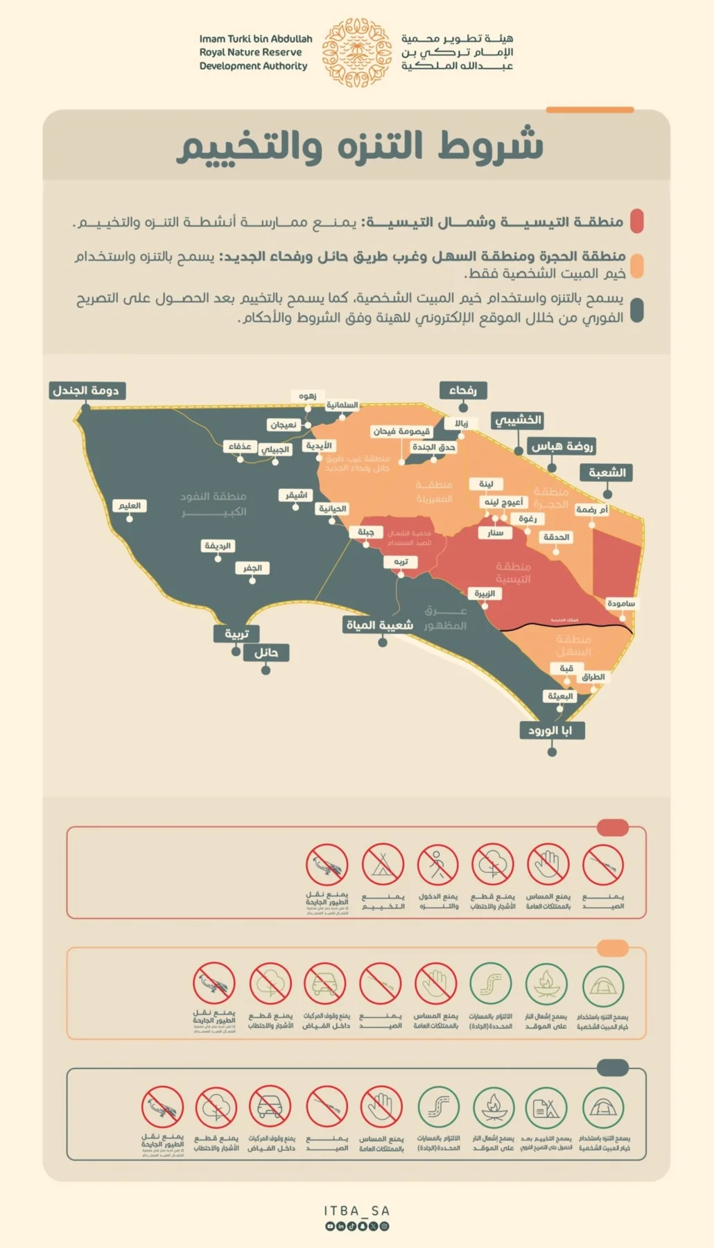 لتنظيم أنشطة التنزه والتخييم داخل نطاق المحمية