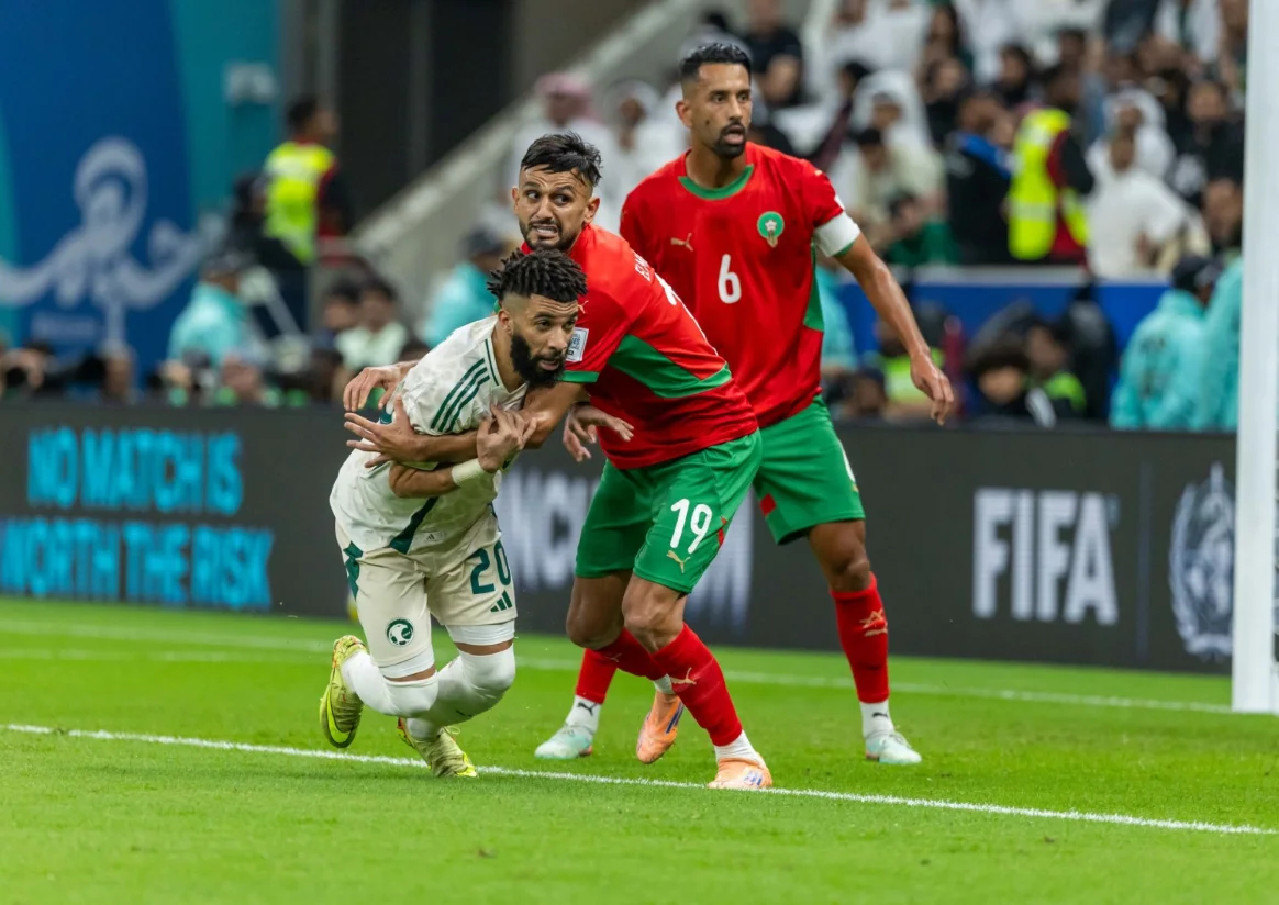 جانب من مباراة المنتخب السعودي أمام المغرب
