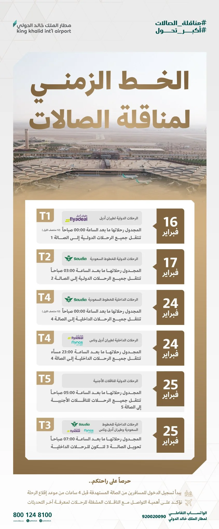 بدء أكبر عملية مناقلة صالات بتاريخ مطار الملك خالد