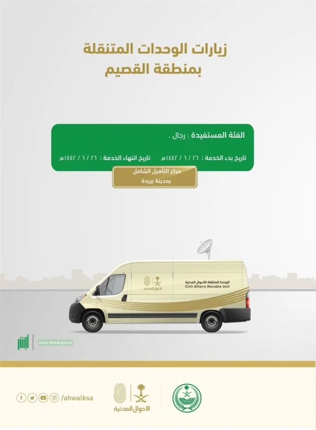 وحدات الأحوال المدنية المتنقلة تقدم خدماتها في مناطق المملكة