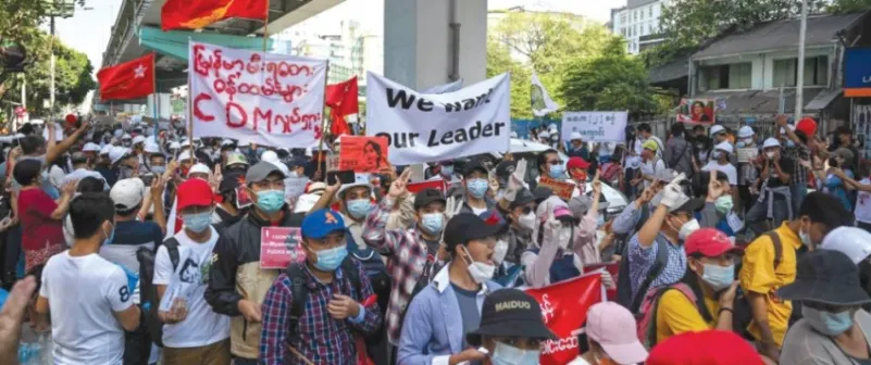 بورما.. التظاهرات تتواصل لليوم الخامس على التوالي