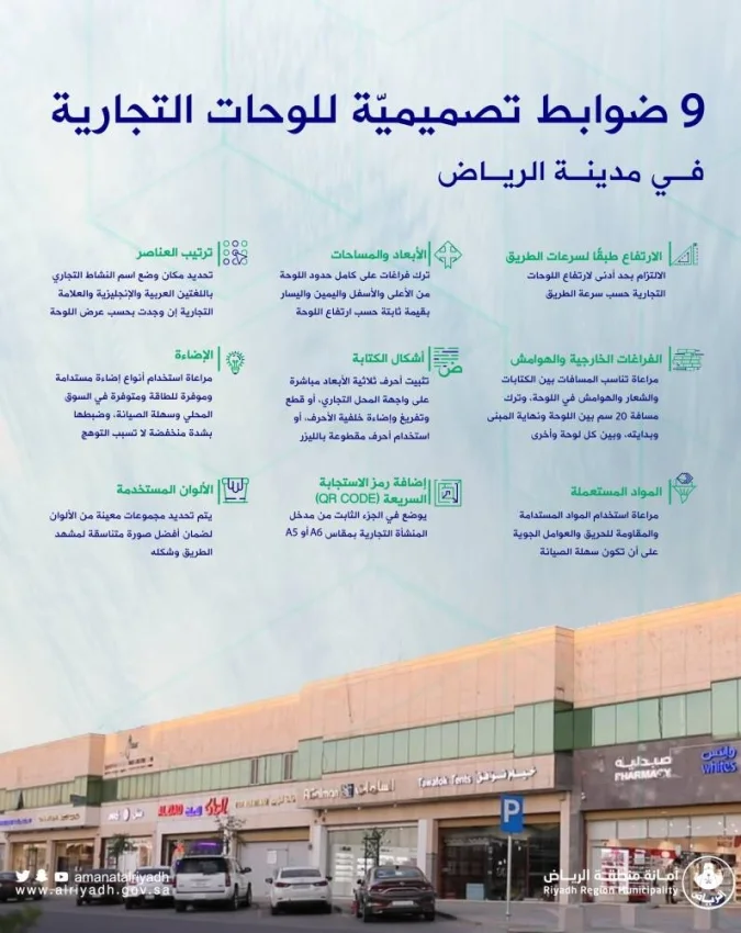 9 اشتراطات للوحات التجارية في الرياض