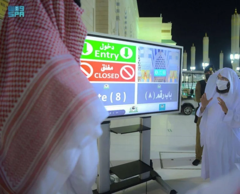 السديس يطلق مشروع شاشات الأبواب الرئيسية بالمسجد النبوي