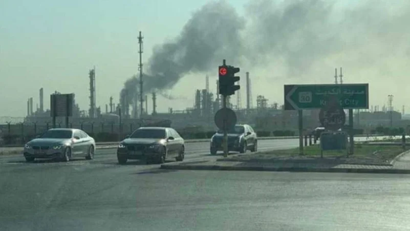 بالفيديو .. حريق في مصفاة بترول بميناء الأحمدي بالكويت