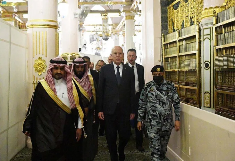 الرئيس التونسي يزور المسجد النبوي