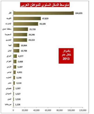 8.2 ألف دولار متوسط نصيب المواطن العربي من الدخل القومي
