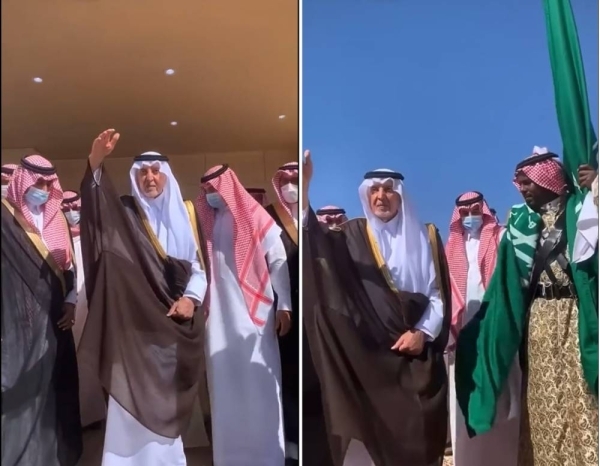 شاهد .. أمير مكة يشارك في العرضة السعودية أثناء زيارته لمحافظة رابغ